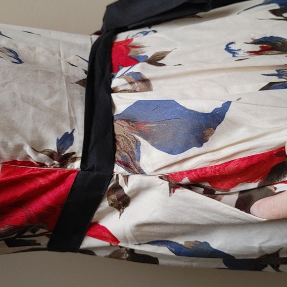 Frock Shop Party Dress Vintage Style Cream Red Roses Size L - Picture 5 of 16